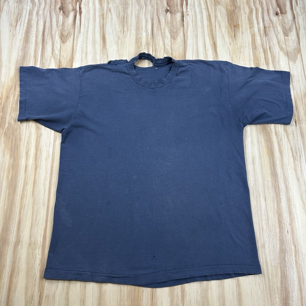 Vintage Single Stitch Thrashed Faded Thin T Shirt Blue Destroyed Short Sleeve XL